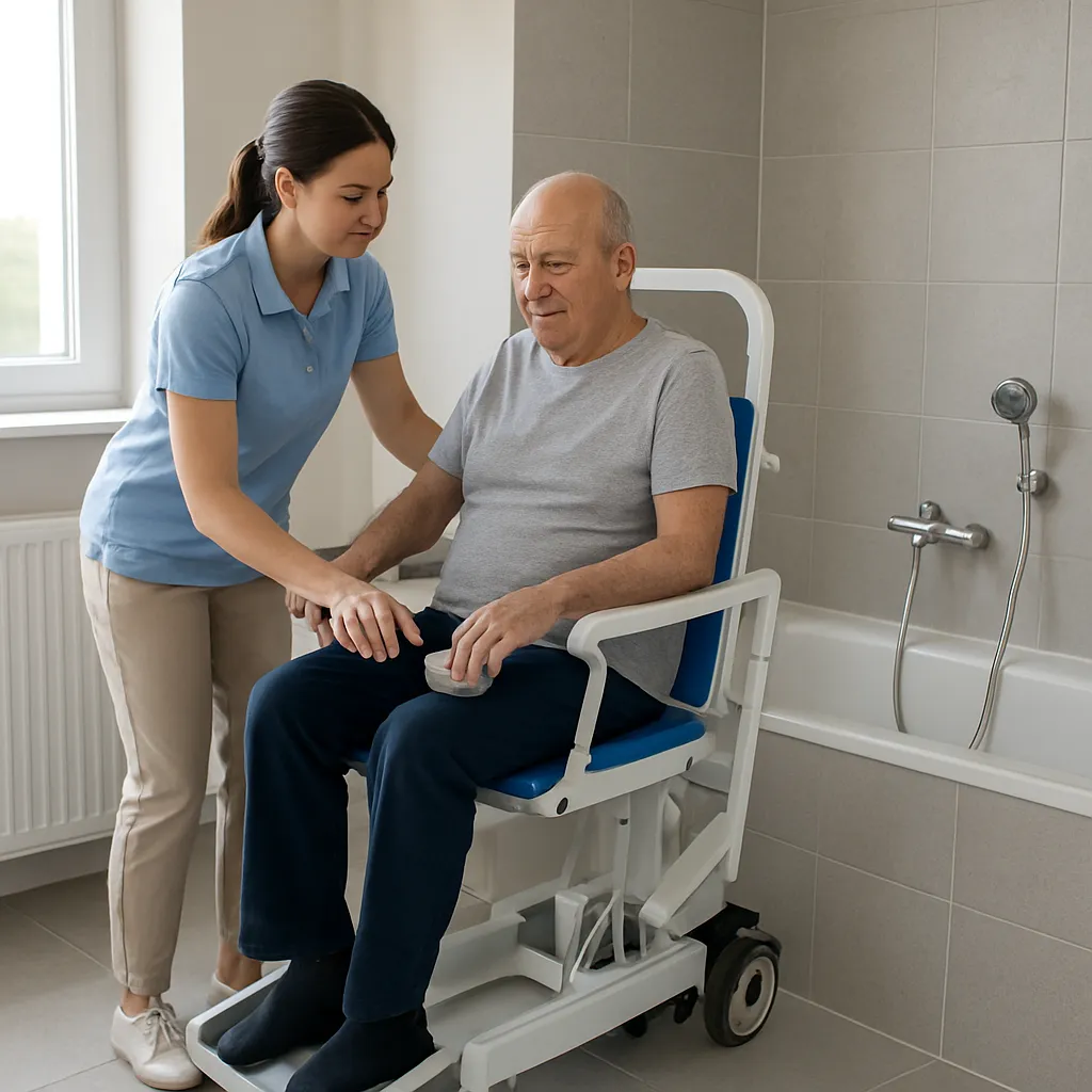 Podnośnik transportowo-kąpielowy – jak łączy transport i kąpiel w jednym urządzeniu